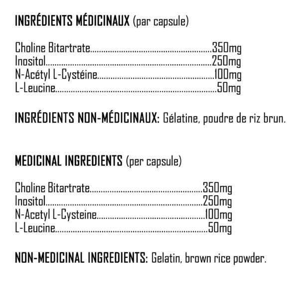 XPN - Choline Inositol+NAC - Ingredients