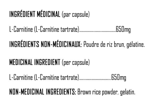 XPN - L-Carnitine 650 - Ingredients