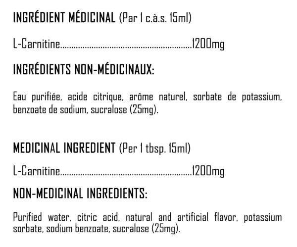 XPN - Liquid Carnitine - Ingredients