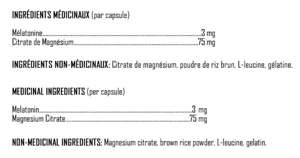 XPN - Melatonin+ 3mg - Ingredients