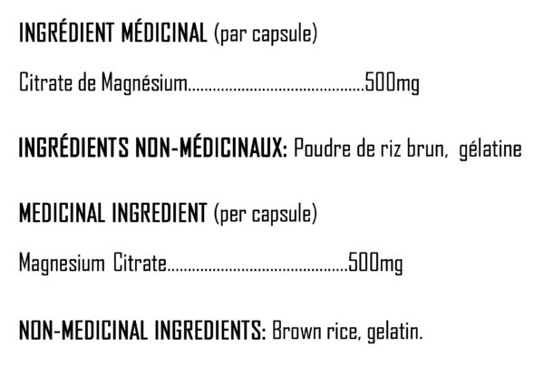 XPN - Magnesium Citrate 500 - Ingredients